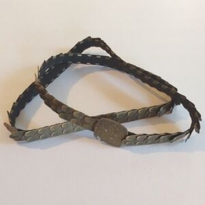 Vintage Womens Bronze Thin Metal Clasp Belt Stretchy Neutral Sz.M/L